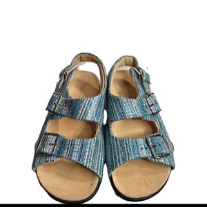 SAS  Relaxed Heel Strap  Rainbow Teal Women's Sandals. Size 6